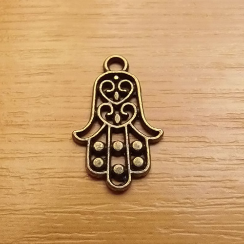 Ruka - hamsa symbol - starobronz- 14mm x 22.5mm