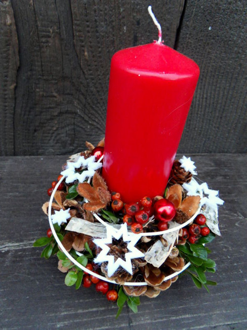 Adventní svícen bílo-červený — foto 1