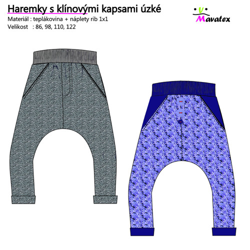 Haremky s klínovými kapsami úzké