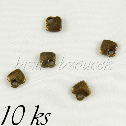 Mini srdíčko, bronzová barva - 10ks — foto 1