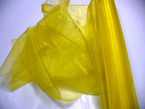 Organza reflexná žltá, obroubená — foto 1