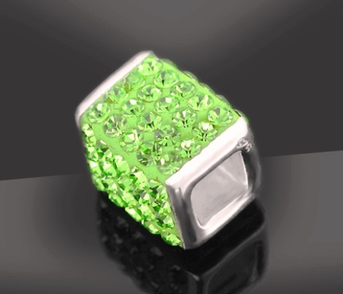 Korálek s křišťálovými šatony kvádr-peridot