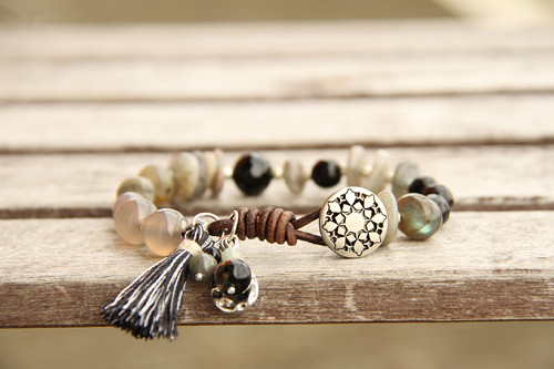 Bohemian náramok labradorit/onyx — foto 1