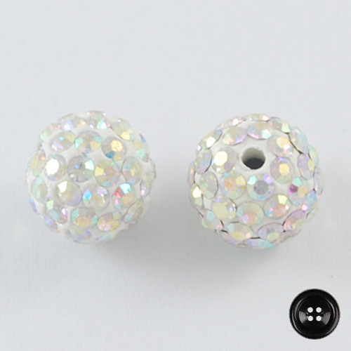 Korálky Schamballa pr.10mm (2ks) - křišťál AB