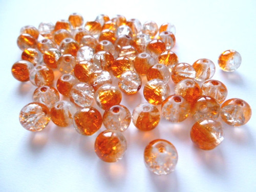 Práskané korálky oranžovočiré 8mm/20ks