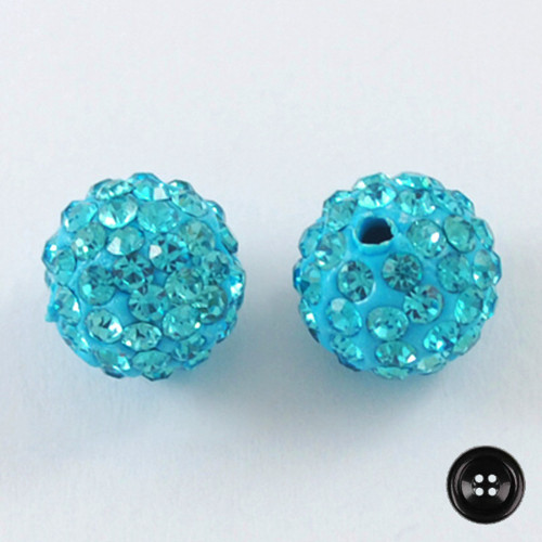 Korálky Schamballa pr.10mm (2ks) - akvamarín
