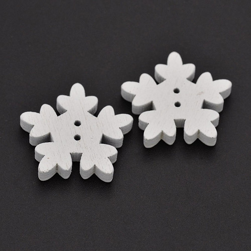 Dřevěný knoflík Vločka 17x3mm (10ks) - bílá