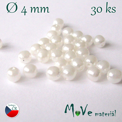 České voskové perle bílé 4mm, 30ks — foto 1