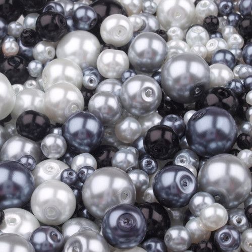 Voskované perly MIX velikostí cca Ø4-12mm - 12 ks