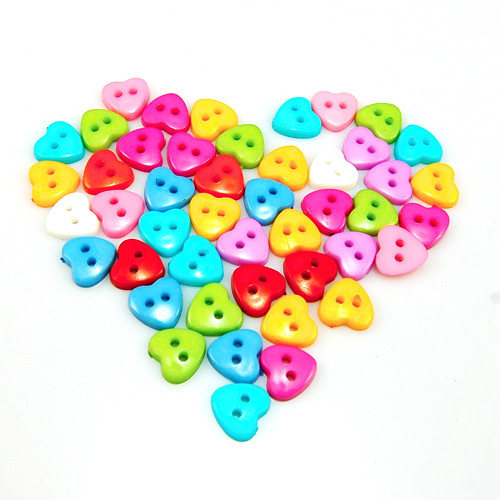 Knoflík srdce mix barev - 6 ks — foto 1
