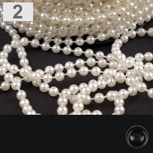 Plast. korálky na šňůře pr.5mm (5m) - slonová kost
