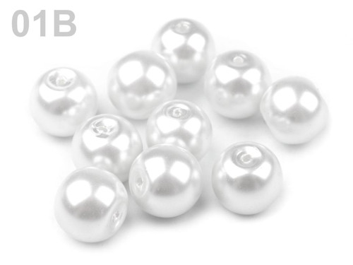 Voskované perly koule Ø8mm 10ks-bílá — foto 1
