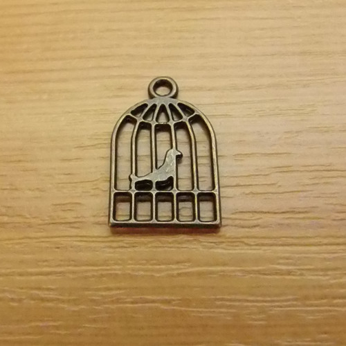 Ptáček v kleci - starobronz - 19 x 12mm