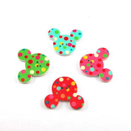 Dřevěný knoflík Mickey - 4 ks — foto 1