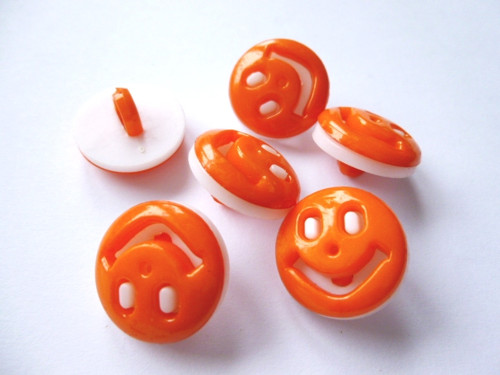 Knoflíčky smajlík oranžový 5 ks