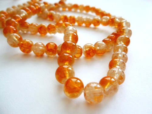 Skleněné korálky oranžové 6mm/30ks