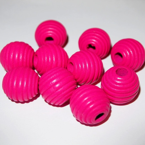 Dřevěné korálky vroubky kuličky 20 mm (cena10ks)