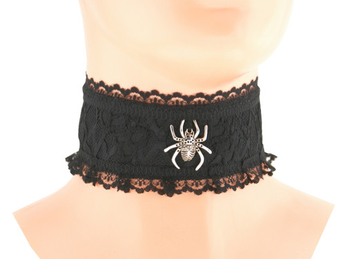 Dámský obojek černý krajkový , gothic 0365