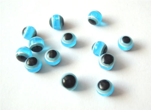 Korálky akrylové oči 6 mm světlemodré/12 ks