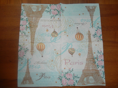 Ubrousek na decoupage - Eiffelovka a balony