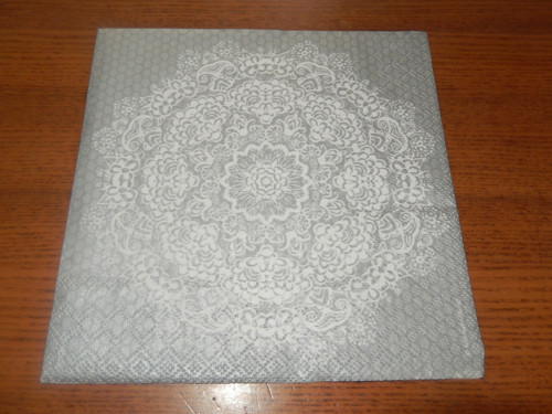 Ubrousek na decoupage - květina na stříbrném