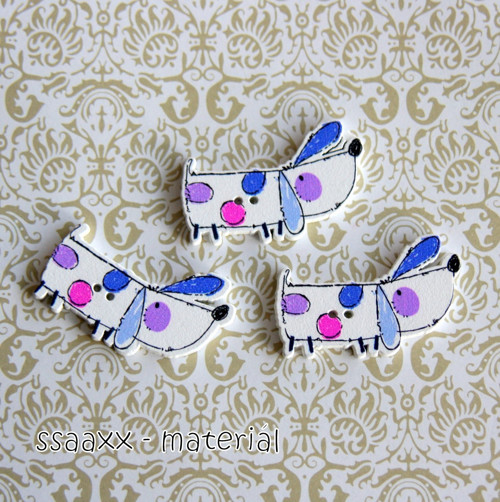 Dřevěný knoflík ~ 49 mm ~ pejsek I