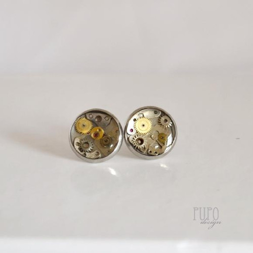Čiré STEAMPUNK pecky, chirurgická ocel, 12mm — foto 1