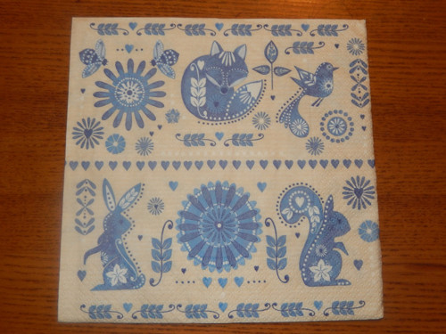 Ubrousek na decoupage - modrý folklor