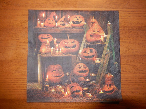 Ubrousek na decoupage - halloweenské dýně