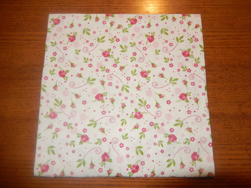 Ubrousek na decoupage - růžová drobná kvítka