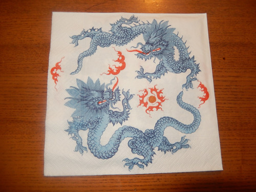 Ubrousek na decoupage - čínčtí draci