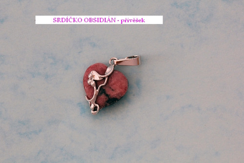 Valentinské srdíčko OBSIDIÁN - rhodiované