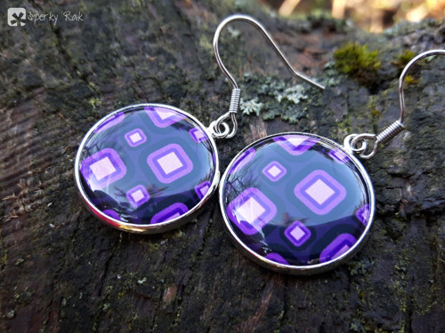Purple squares - visací náušnice — foto 1