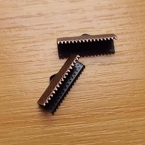 Koncovka na kůži - měděná - 20x8x5 mm - 4 kusy