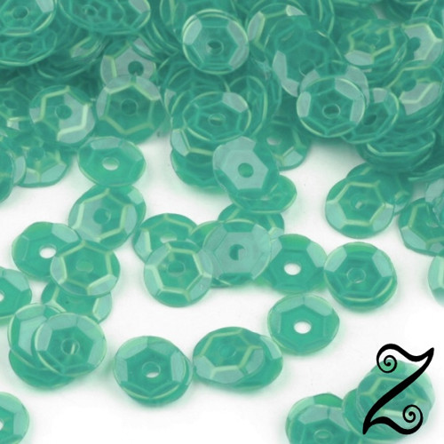 Flitry transparentní, tyrkysová, 6 mm (10g)