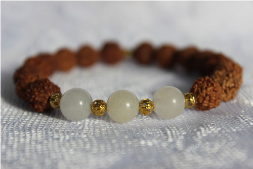 Rudraksha náramek & Jadeit/Nefrit — foto 1