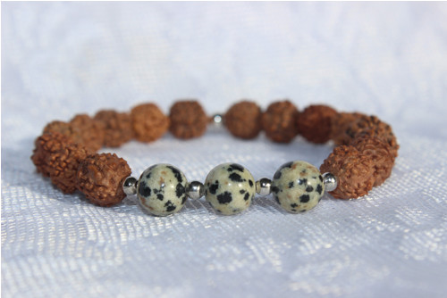 Rudraksha náramek & Dalmatin jaspis — foto 1