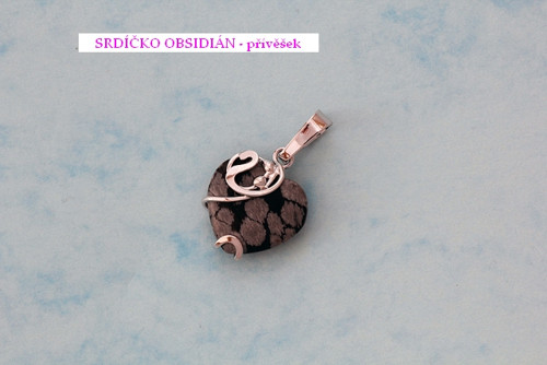 Valentinské srdíčko OBSIDIÁN - rhodiované