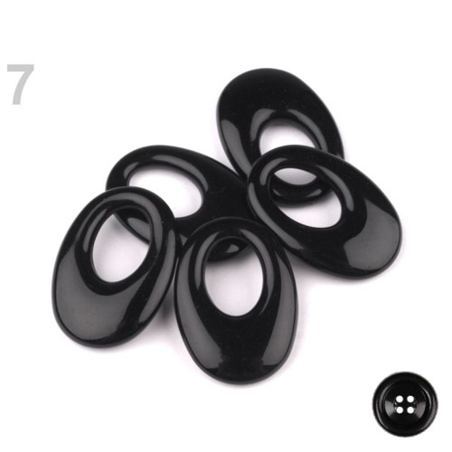 Plastový přívěsek ovál 23x33mm (5ks) - černá