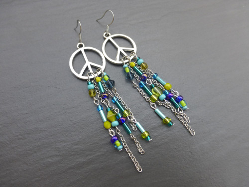 Hippie náušnice zelenomodré — foto 1