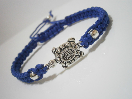 "Želva" - modrý náramek (macramé) - Unisex — foto 1