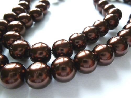 Skleněné perly hnědé 10mm/10ks