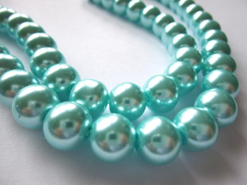 Skleněné perly sv. tyrkysové 10mm/10ks