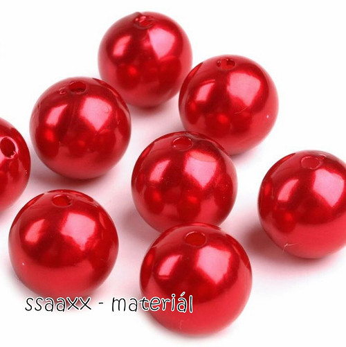 Plastový korálek ~ 13mm ~ 5ks ~ červený