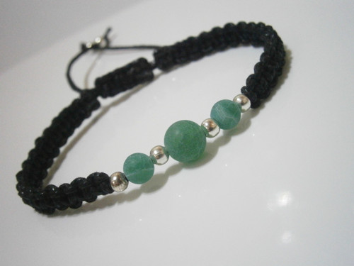 Černý náramek "Achát" - macramé (unisex) — foto 1