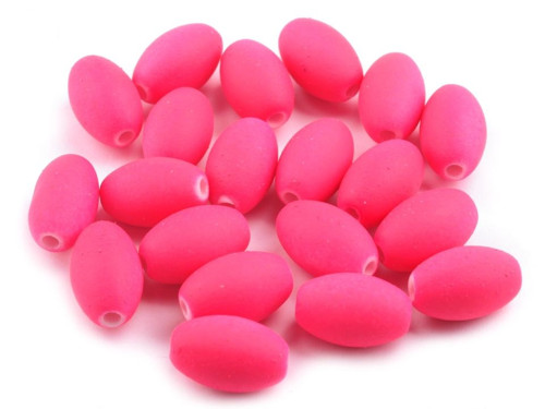 Neonové korálky olivka 9x13mm - růžové (10ks)