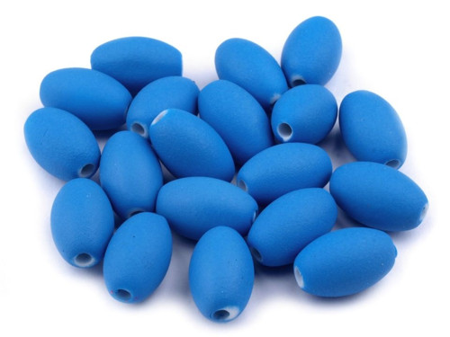 Neonové korálky olivka 9x13mm - modré (10ks)
