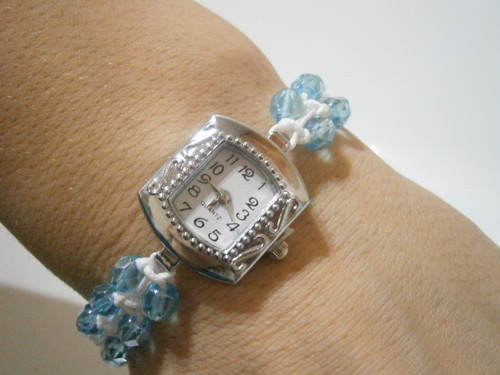 Modré hodinky - macramé/shamballa — foto 1