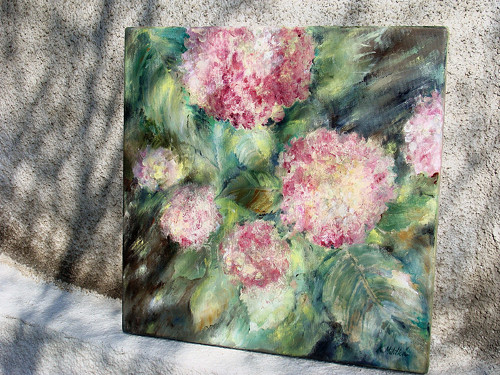 Hortenzie - olej na plátně 40x40 — foto 1