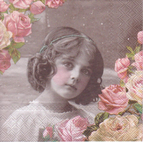 Ubrousek - dívka s růžemi (20 ks)
